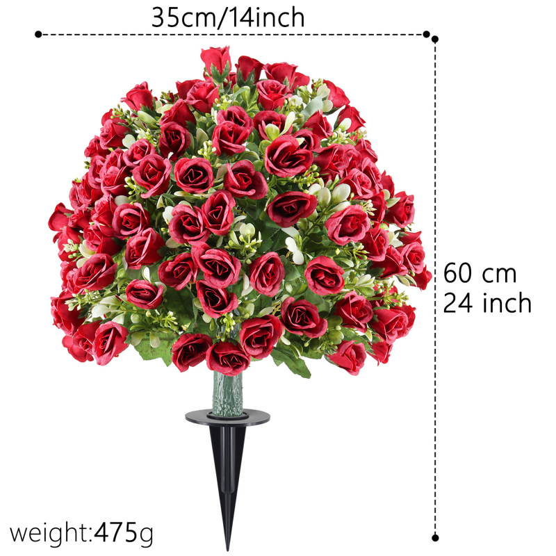 Mākslīgs ziedu pušķis no satīna, maku šķirne, daļēji manuāla un daļēji mehāniska izstrāde, piemērots ārējai un biroj dekorēšanai