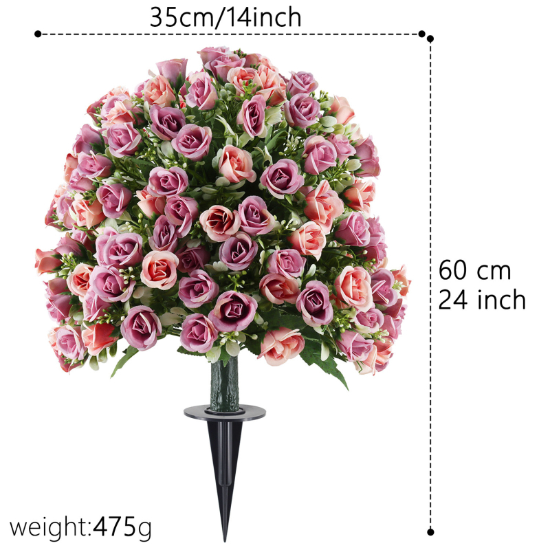 Mākslīgs ziedu pušķis no satīna, maku šķirne, daļēji manuāla un daļēji mehāniska izstrāde, piemērots ārējai un biroj dekorēšanai