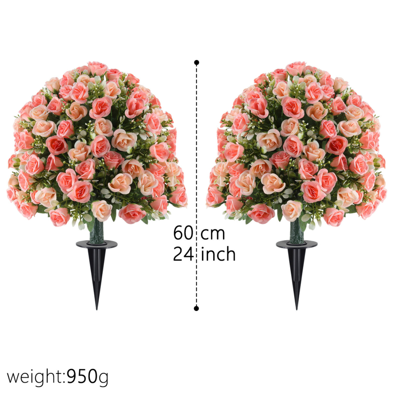 Mākslīgs ziedu pušķis no satīna, maku šķirne, daļēji manuāla un daļēji mehāniska izstrāde, piemērots ārējai un biroj dekorēšanai