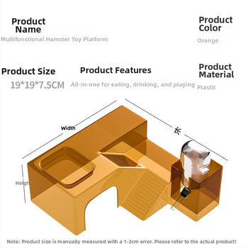 Hamsterių buveinė su panoraminiu skaidriu lizdu, taku ir vila; įskaičiuota vandens buteliukas ir maisto dubuo — Plastmasė, Prekės ženklas Silly Darling