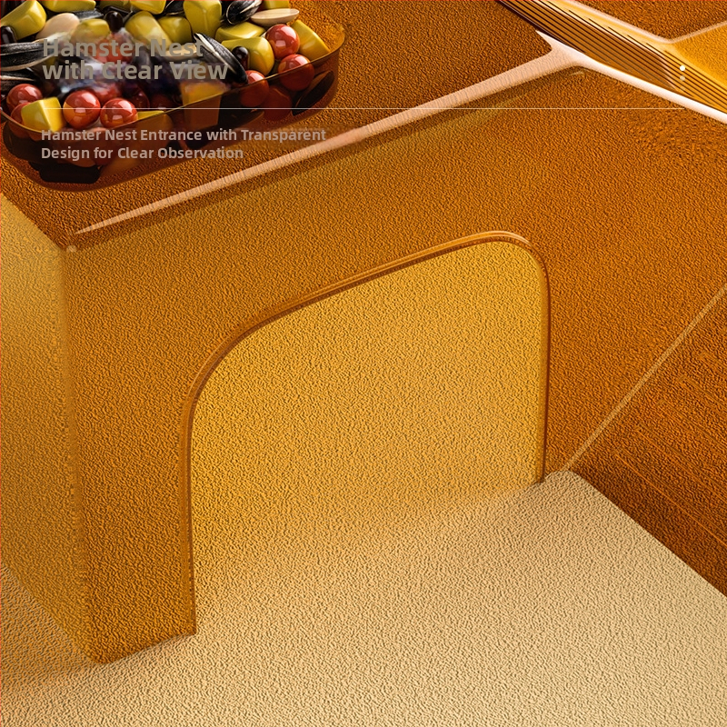 Hamsteru biotopa komplekts ar panorāmas caurspīdīgu ligzdu, takām un villu; iekļauta ūdens pudele un ēdiena bļoda — Plastmasa, Zīmols Silly Darling