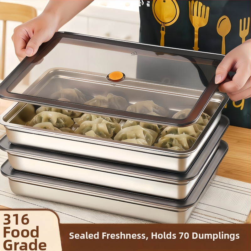 316 nerūdijančio plieno koldūnų laikymo dėžė su dangčiu, daugiafunkcinė šaldytuvo/šaldiklio dėžė, storesnis sandarinimas