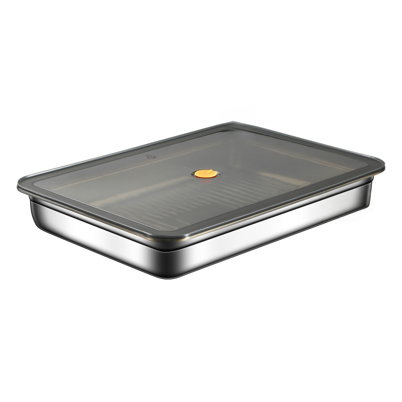 316 rozsdamentes acélból készült gombóc tároló doboz fedéllel, multifunkciós hűtő-/fagyasztó tartó, vastag tömítés