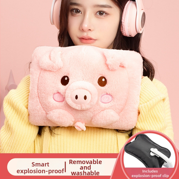 Fuledi hk-420 įkraunama karšto vandens buteliukas rankų šildymui, pūkuotas karikatūros dizainas, stačiakampis formos, 220V, 420W, medžiaga flanelė