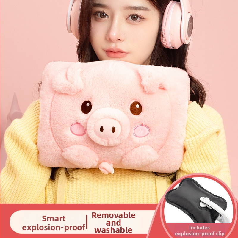 Fuledi hk-420 įkraunama karšto vandens buteliukas rankų šildymui, pūkuotas karikatūros dizainas, stačiakampis formos, 220V, 420W, medžiaga flanelė