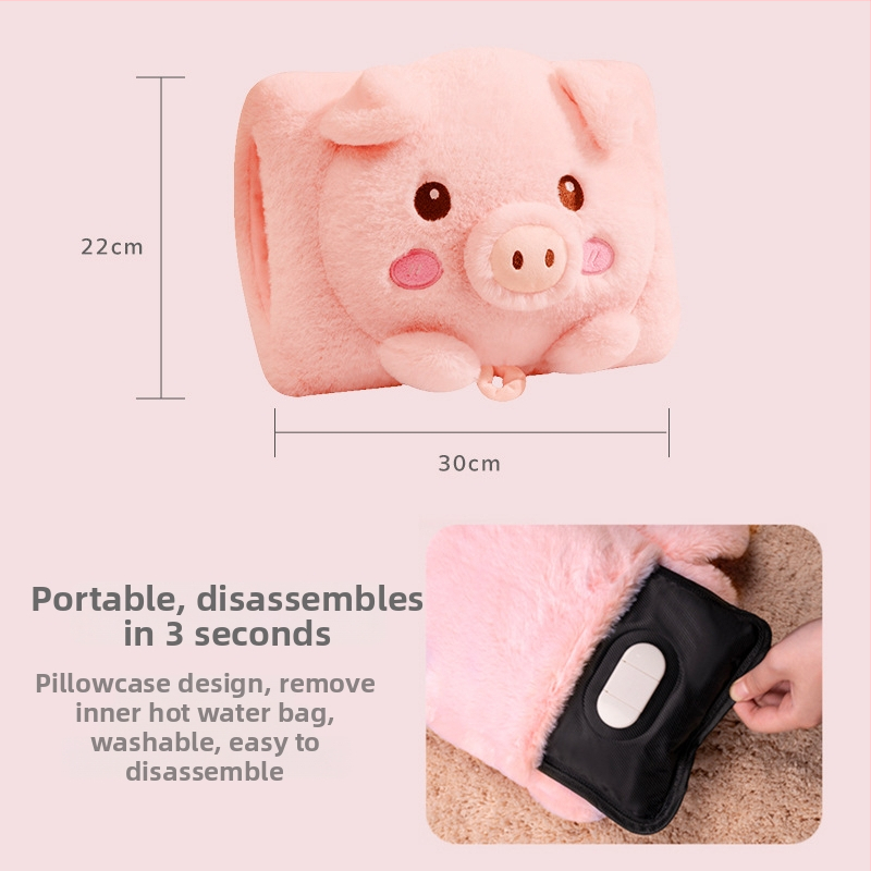 Fuledi hk-420 įkraunama karšto vandens buteliukas rankų šildymui, pūkuotas karikatūros dizainas, stačiakampis formos, 220V, 420W, medžiaga flanelė