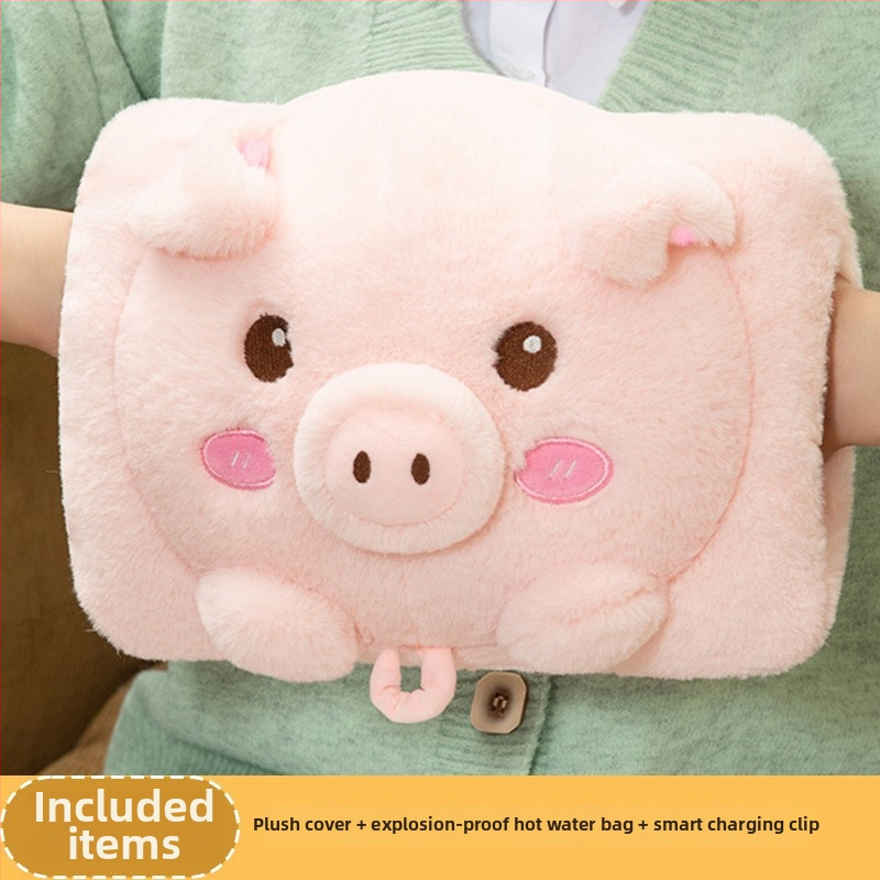 Fuledi hk-420 įkraunama karšto vandens buteliukas rankų šildymui, pūkuotas karikatūros dizainas, stačiakampis formos, 220V, 420W, medžiaga flanelė