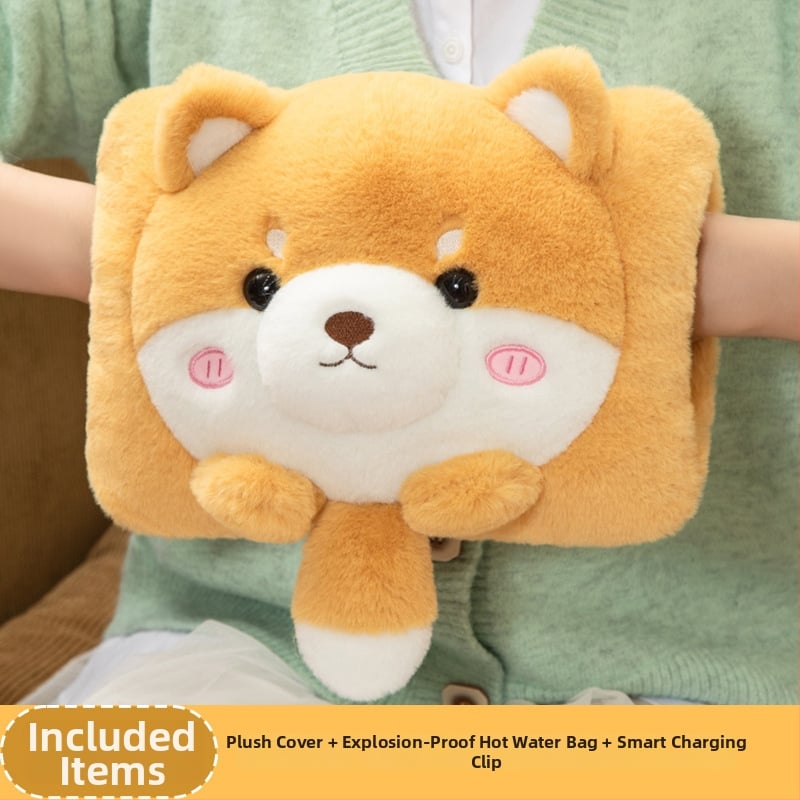 Fuledi hk-420 įkraunama karšto vandens buteliukas rankų šildymui, pūkuotas karikatūros dizainas, stačiakampis formos, 220V, 420W, medžiaga flanelė