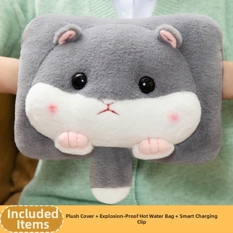 Fuledi hk-420 įkraunama karšto vandens buteliukas rankų šildymui, pūkuotas karikatūros dizainas, stačiakampis formos, 220V, 420W, medžiaga flanelė
