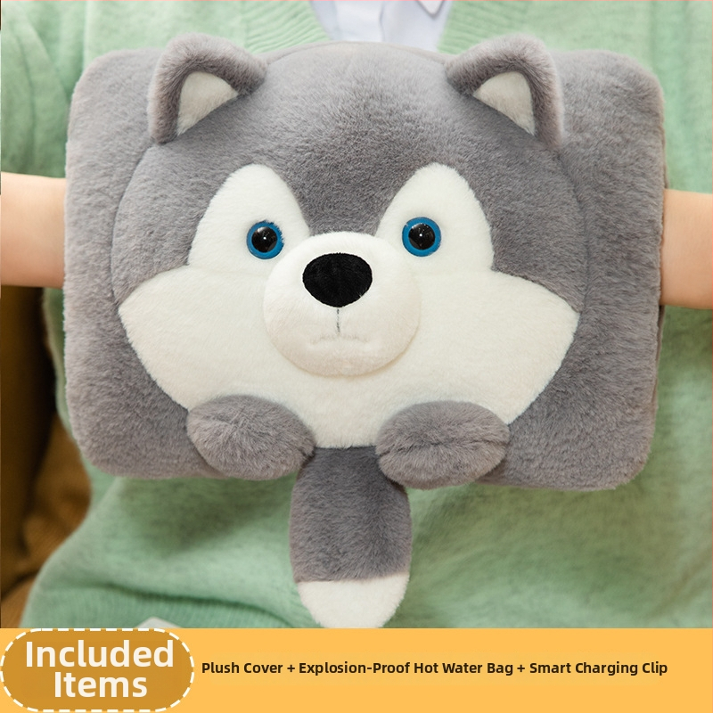 Fuledi hk-420 įkraunama karšto vandens buteliukas rankų šildymui, pūkuotas karikatūros dizainas, stačiakampis formos, 220V, 420W, medžiaga flanelė