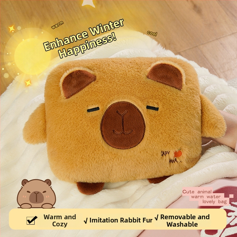 Fuledi hk-420 įkraunama karšto vandens buteliukas rankų šildymui, pūkuotas karikatūros dizainas, stačiakampis formos, 220V, 420W, medžiaga flanelė