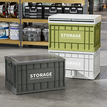 Κουτί αποθήκευσης σε βιομηχανικό στυλ, PP, μεγάλης χωρητικότητας, πτυσσόμενο, με ροδάκια, μοντέλο 803