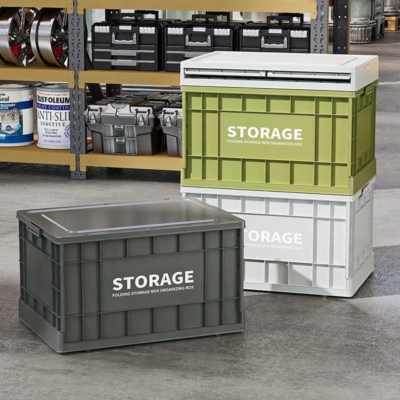 Κουτί αποθήκευσης σε βιομηχανικό στυλ, PP, μεγάλης χωρητικότητας, πτυσσόμενο, με ροδάκια, μοντέλο 803