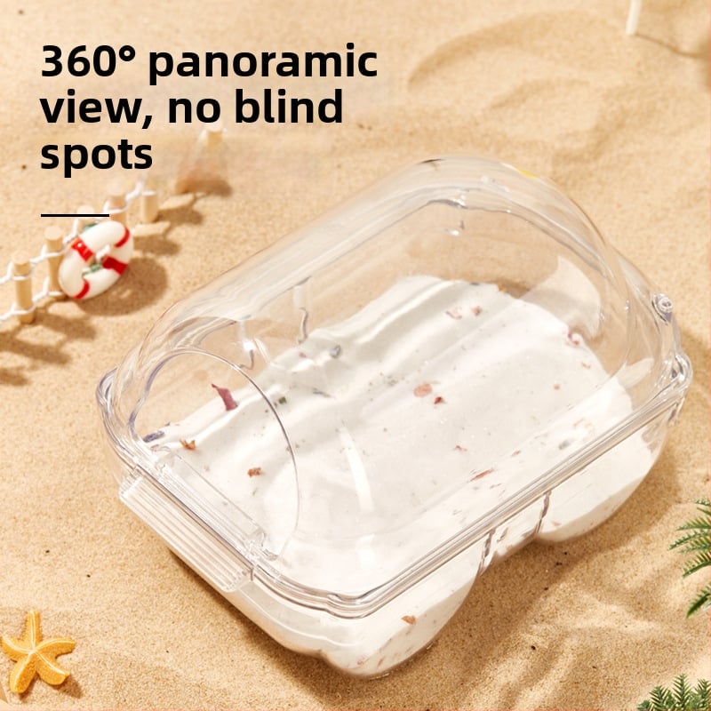 Hamsterio vonia su smėlio vonia - dviejų funkcijų mažoji vonios patalpa naminiams gyvūnėliams su šlapimo baseinu