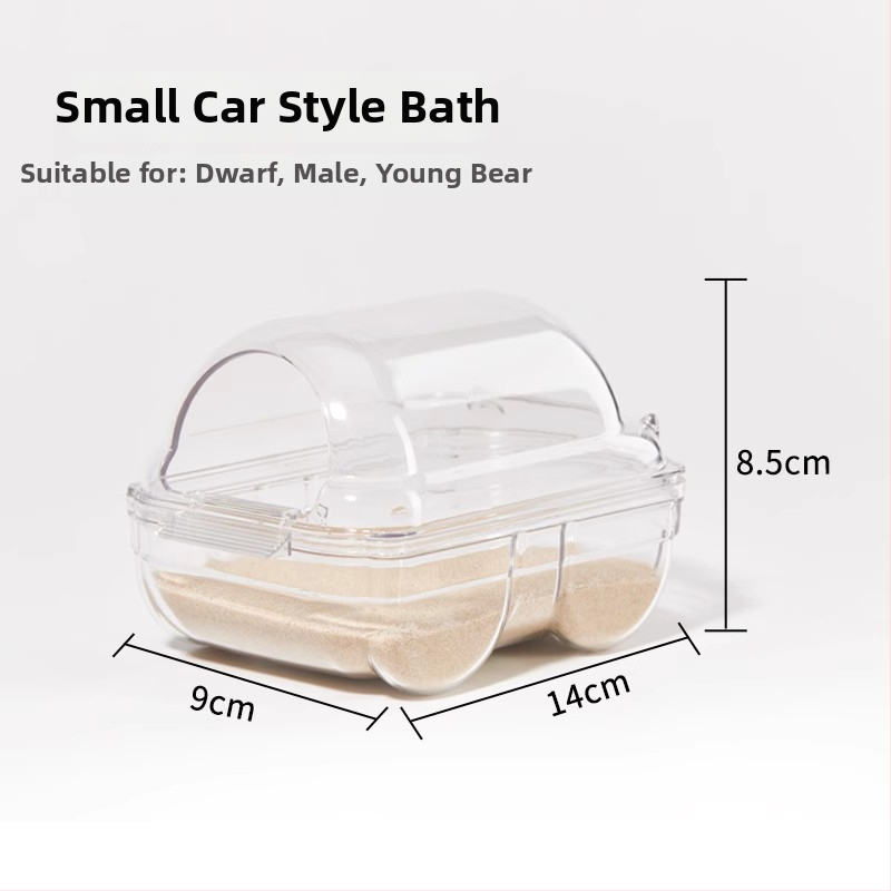 Hamsterio vonia su smėlio vonia - dviejų funkcijų mažoji vonios patalpa naminiams gyvūnėliams su šlapimo baseinu