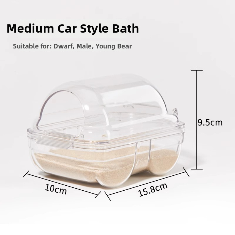 Hamsterio vonia su smėlio vonia - dviejų funkcijų mažoji vonios patalpa naminiams gyvūnėliams su šlapimo baseinu