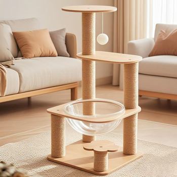 Katės laipiojimo rėmas su kapsulės formos lizdu — sisalas, viduje naudojimui, kompaktiškas dizainas