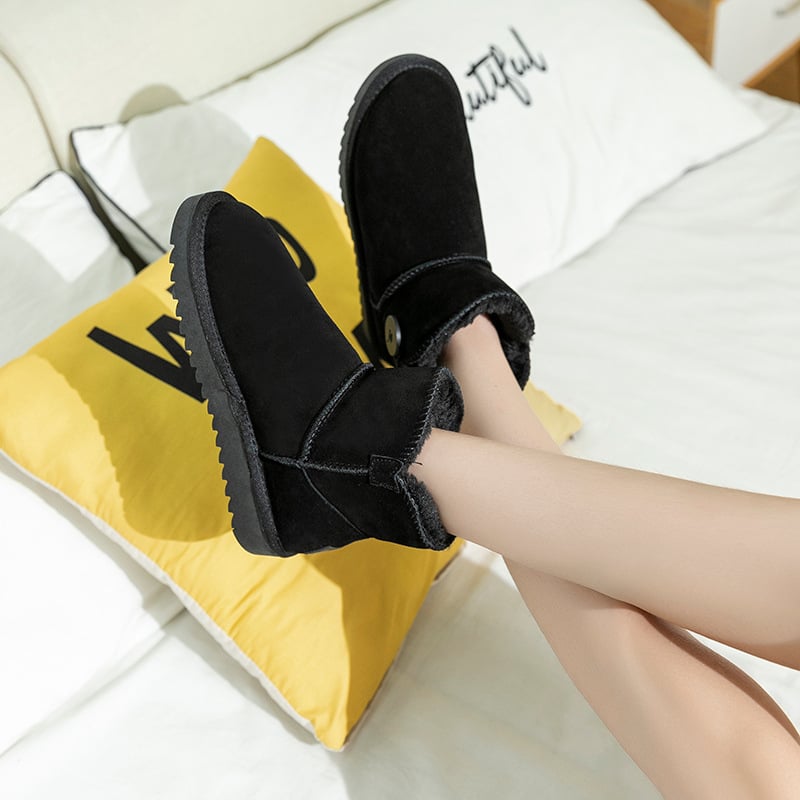 Sieviešu ziemas zābaki, ūdensdroši nubukādas ādas, īsi zābaki ar pūkainu oderi, sprādzes aizdare, bieza gumijas zole