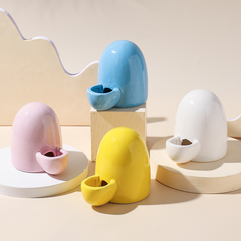 Portselaninis paukščių lesyklėlė ir geriamasis indas; keramikinis vandens indas; tinkama mažiems paukščiams (Medžiaga: portselanas; Ne importuota)