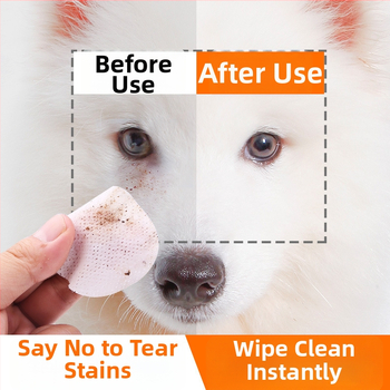 Mājdzīvnieku acu salvetes, kaķiem un suņiem, asaras traipu mazināšana, materiāls: papīra salvetes