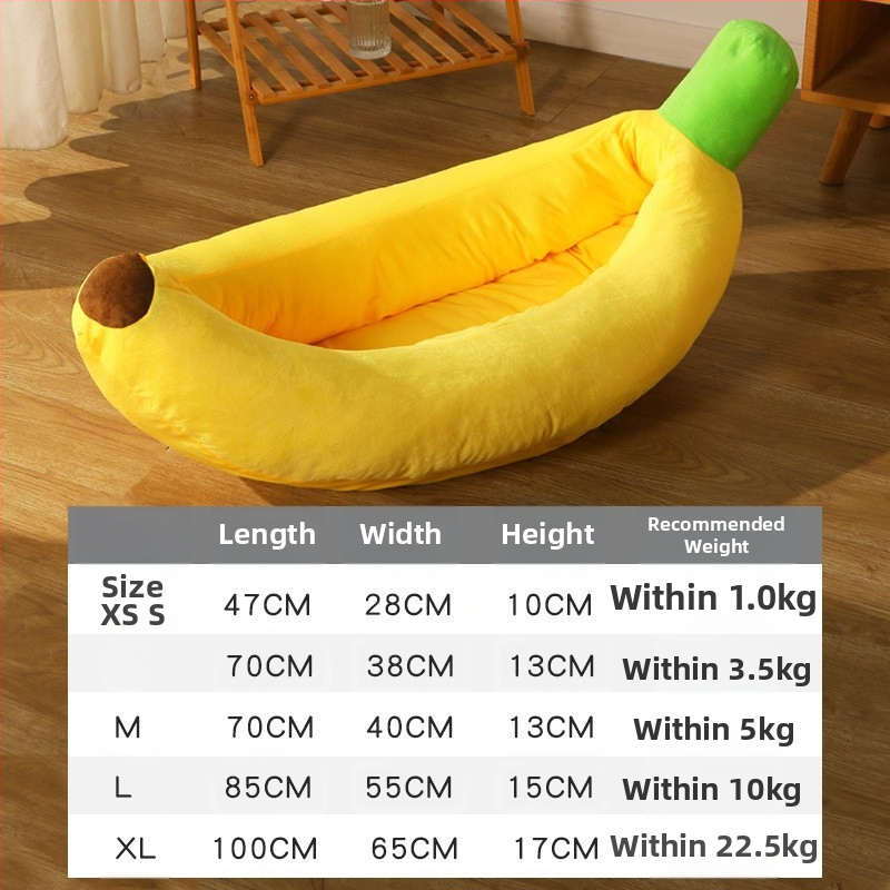 Banānu formas kaķu ligzda no auduma - noņemama un mazgājama, visu sezonu bieza guļvieta