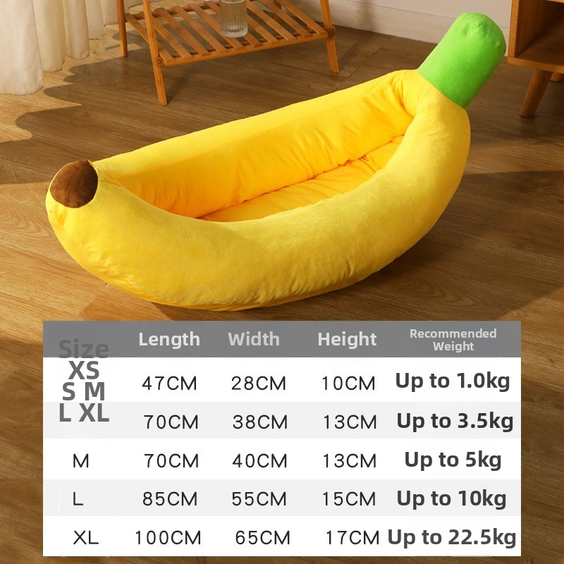 Banānu formas kaķu ligzda no auduma - noņemama un mazgājama, visu sezonu bieza guļvieta