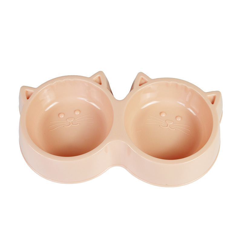 Kaķu dubultā bļoda ēšanai un dzeršanai, anti-apgāšanās, plastmasa, Yunce zīmols