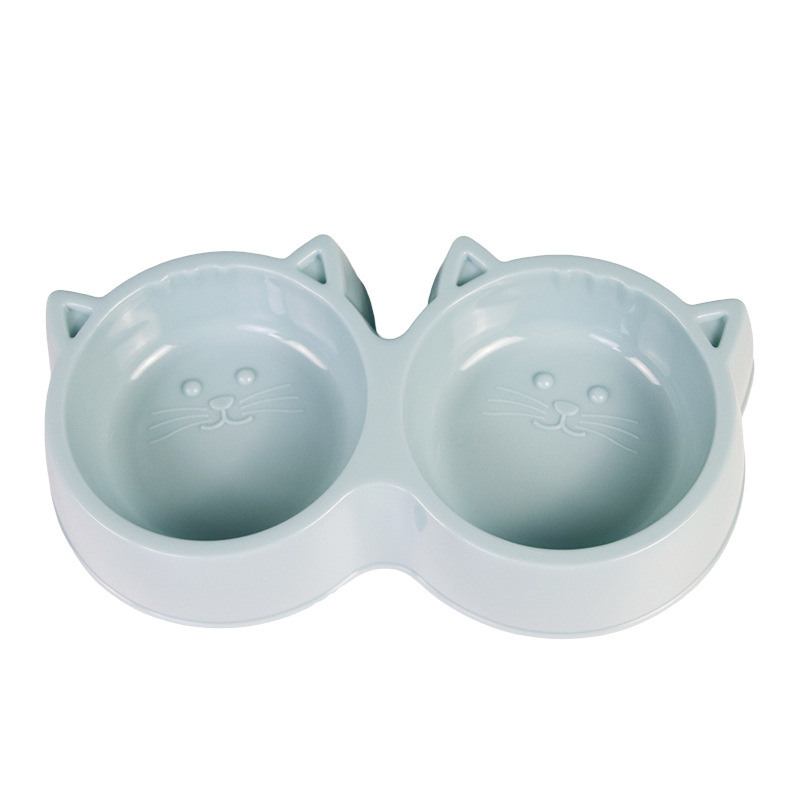 Kaķu dubultā bļoda ēšanai un dzeršanai, anti-apgāšanās, plastmasa, Yunce zīmols