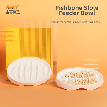 Master Preferred Kaķa Melamīna Bļoda ar Zivju Kaula Formu Lētai Ēšanai, Pret Aizrīšanos