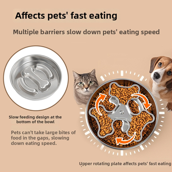 Nerūsējošā tērauda suņa lēnā barošana bļodiņa — universāls lietojums, zīmols Paitel, saderīga ar automatizētām barošanas sistēmām