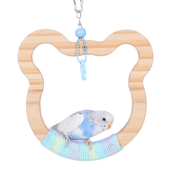 Kabojamas medinės paukščių sūpynių žaislas, medvilninė virvė, prekių ženklas Happy Pet Paradise, tinkamas mažoms paukščių rūšims, kramymui ir žaidimui