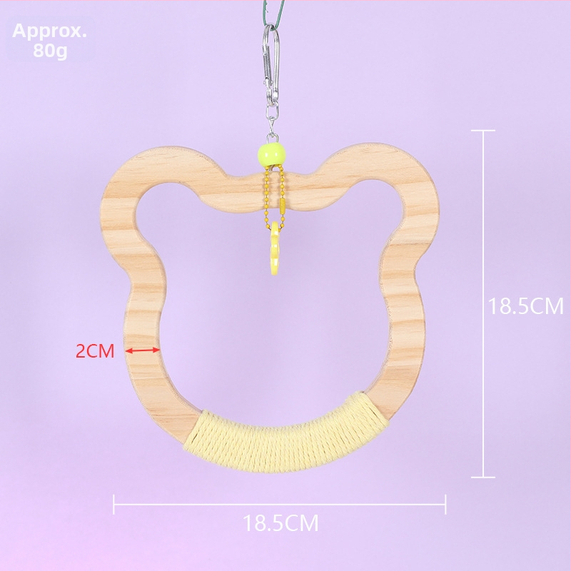 Kabojamas medinės paukščių sūpynių žaislas, medvilninė virvė, prekių ženklas Happy Pet Paradise, tinkamas mažoms paukščių rūšims, kramymui ir žaidimui