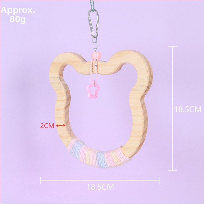 Kabojamas medinės paukščių sūpynių žaislas, medvilninė virvė, prekių ženklas Happy Pet Paradise, tinkamas mažoms paukščių rūšims, kramymui ir žaidimui