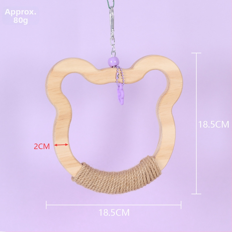 Kabojamas medinės paukščių sūpynių žaislas, medvilninė virvė, prekių ženklas Happy Pet Paradise, tinkamas mažoms paukščių rūšims, kramymui ir žaidimui