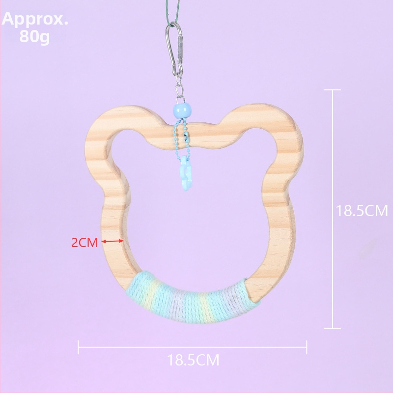 Kabojamas medinės paukščių sūpynių žaislas, medvilninė virvė, prekių ženklas Happy Pet Paradise, tinkamas mažoms paukščių rūšims, kramymui ir žaidimui