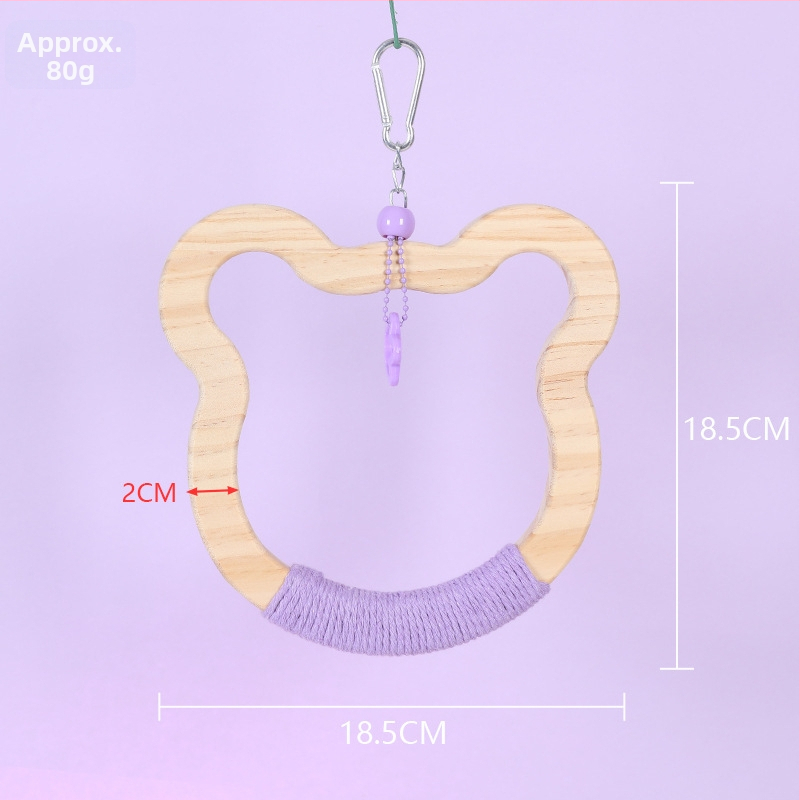 Kabojamas medinės paukščių sūpynių žaislas, medvilninė virvė, prekių ženklas Happy Pet Paradise, tinkamas mažoms paukščių rūšims, kramymui ir žaidimui