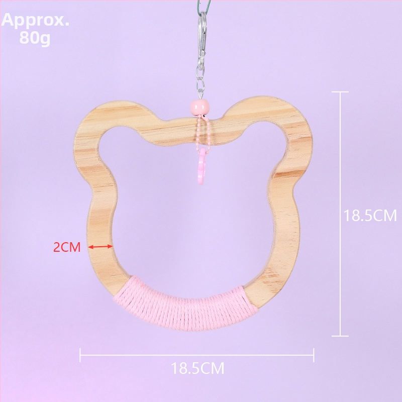 Kabojamas medinės paukščių sūpynių žaislas, medvilninė virvė, prekių ženklas Happy Pet Paradise, tinkamas mažoms paukščių rūšims, kramymui ir žaidimui