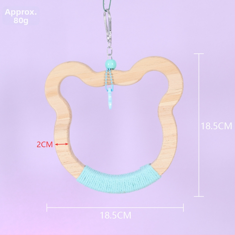 Kabojamas medinės paukščių sūpynių žaislas, medvilninė virvė, prekių ženklas Happy Pet Paradise, tinkamas mažoms paukščių rūšims, kramymui ir žaidimui