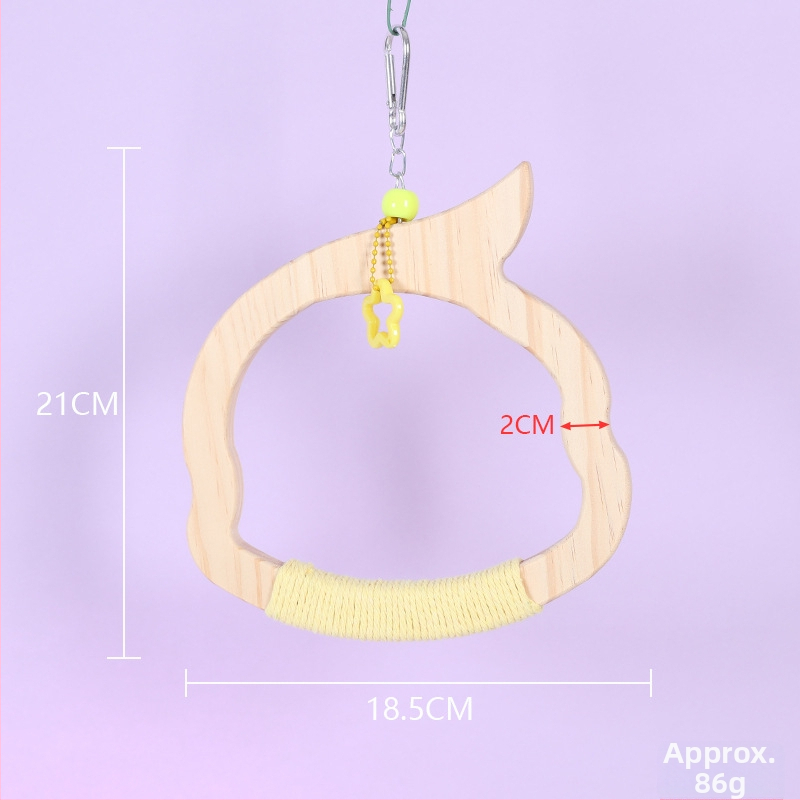 Kabojamas medinės paukščių sūpynių žaislas, medvilninė virvė, prekių ženklas Happy Pet Paradise, tinkamas mažoms paukščių rūšims, kramymui ir žaidimui