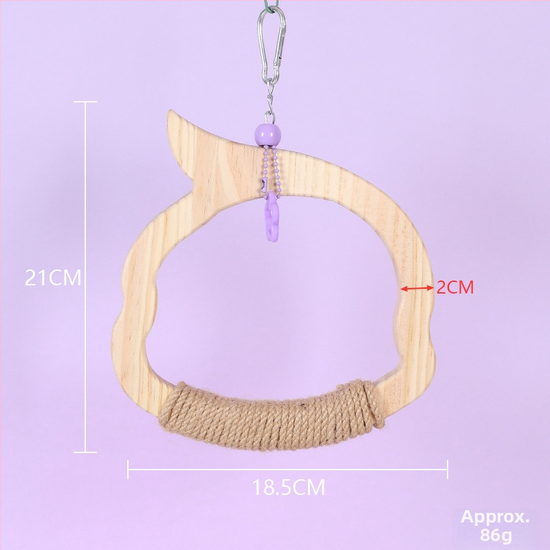 Kabojamas medinės paukščių sūpynių žaislas, medvilninė virvė, prekių ženklas Happy Pet Paradise, tinkamas mažoms paukščių rūšims, kramymui ir žaidimui