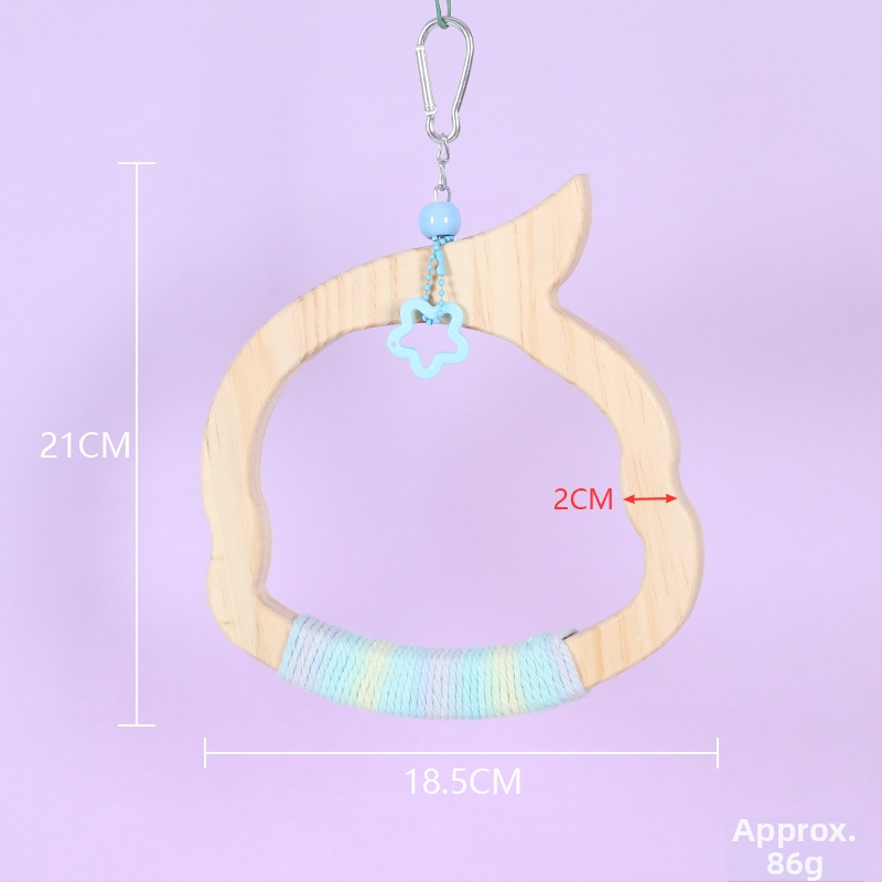 Kabojamas medinės paukščių sūpynių žaislas, medvilninė virvė, prekių ženklas Happy Pet Paradise, tinkamas mažoms paukščių rūšims, kramymui ir žaidimui