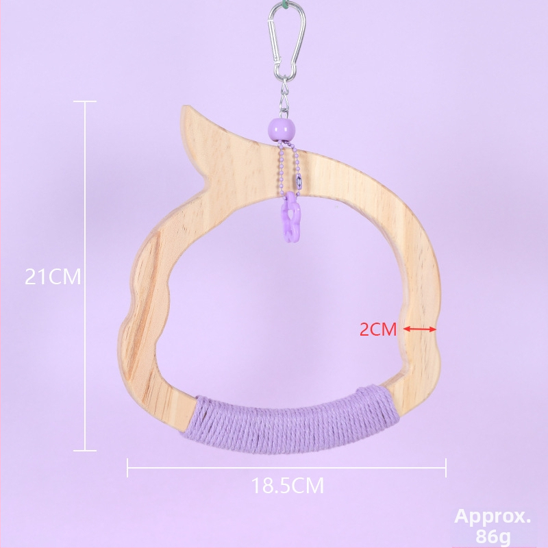 Kabojamas medinės paukščių sūpynių žaislas, medvilninė virvė, prekių ženklas Happy Pet Paradise, tinkamas mažoms paukščių rūšims, kramymui ir žaidimui