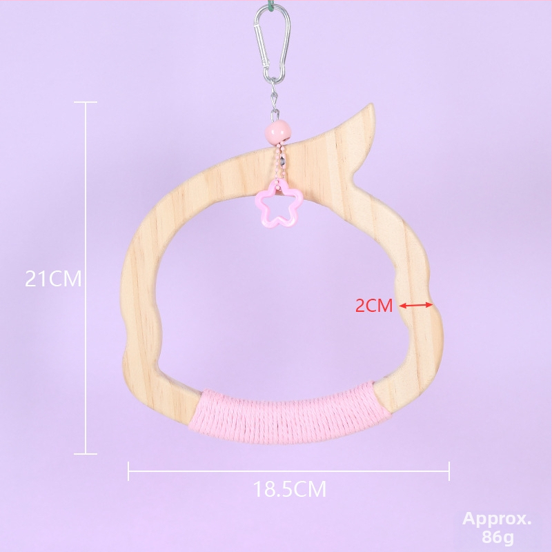 Kabojamas medinės paukščių sūpynių žaislas, medvilninė virvė, prekių ženklas Happy Pet Paradise, tinkamas mažoms paukščių rūšims, kramymui ir žaidimui