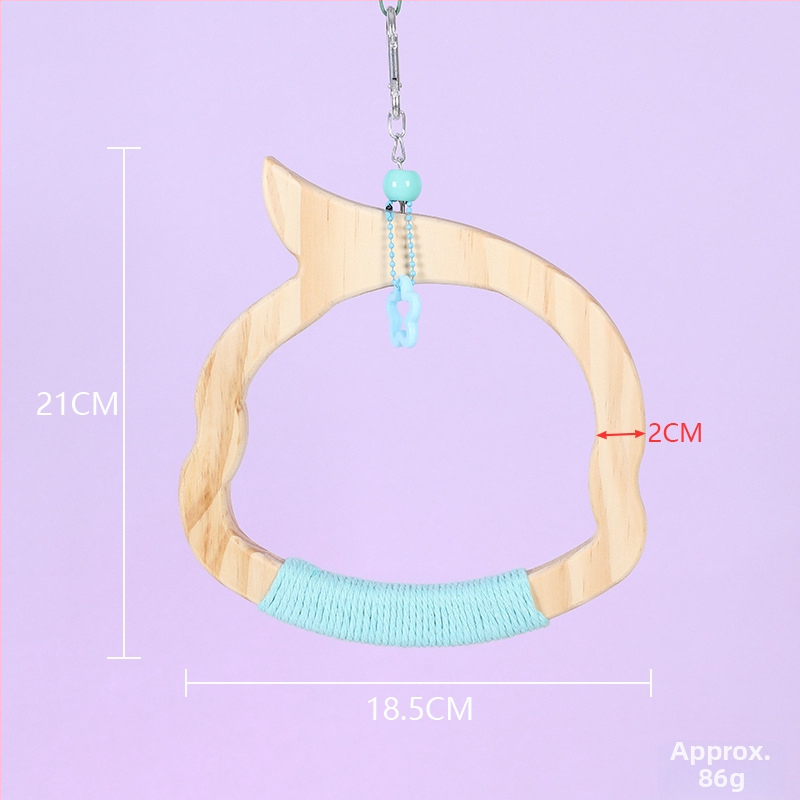 Kabojamas medinės paukščių sūpynių žaislas, medvilninė virvė, prekių ženklas Happy Pet Paradise, tinkamas mažoms paukščių rūšims, kramymui ir žaidimui