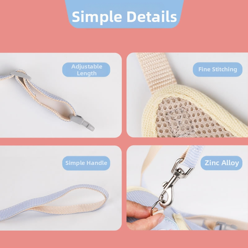 Mačji prsluk s vodilom, platnen materijal, protiv bijega, za mačke