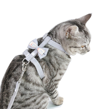 Pet Baihui Állítható macska hám I-formájú masnival és pórázzal