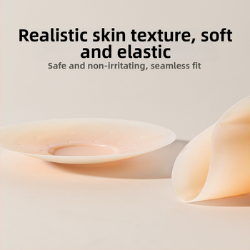 Silikono krūtų lipdukas – be žymių, kvėpuojantis, nematomas; plonas, spenelio forma: apvali; blizgus paviršius