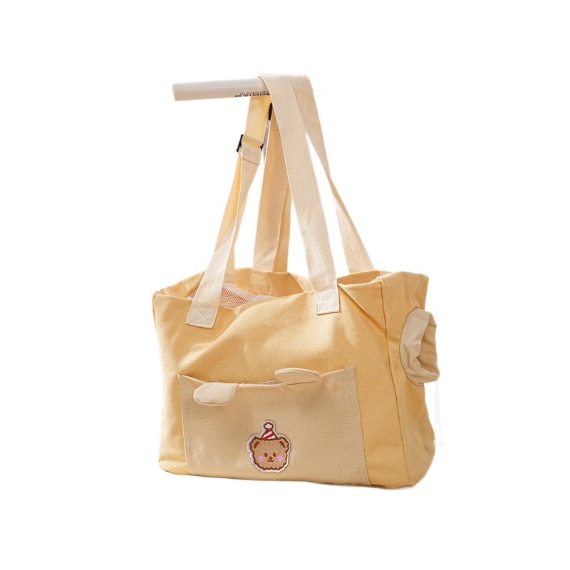 Чанта за домашни любимци - лека платнена раничка за разходки на открито, животински принт, полиестер, средна до мека твърдост