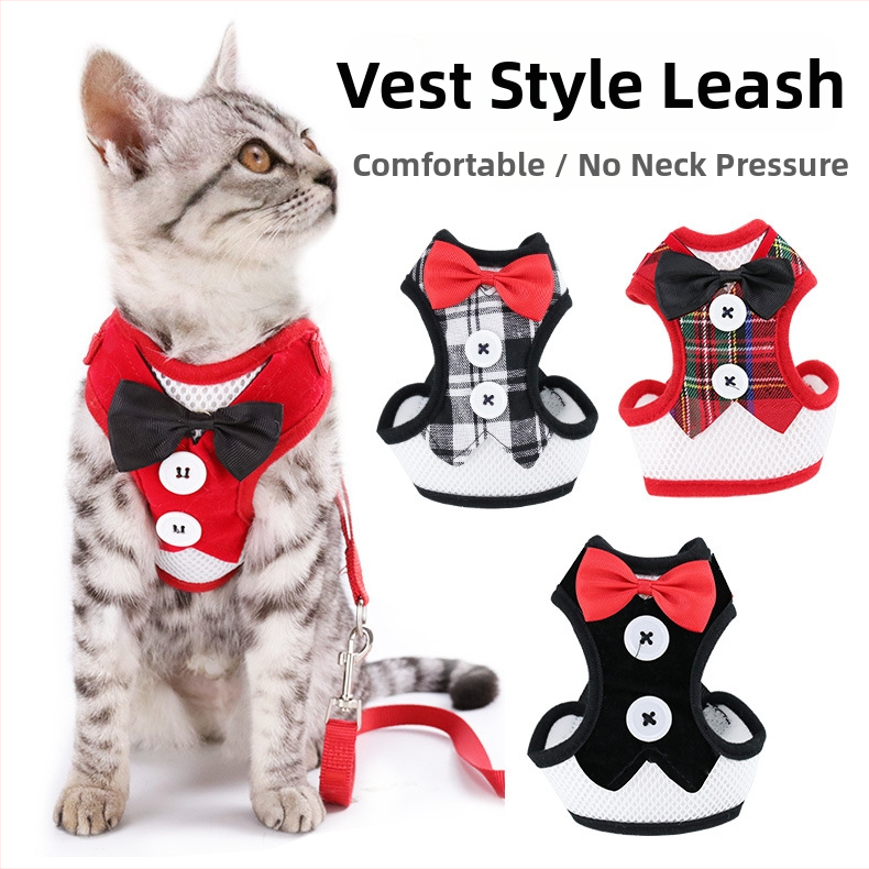 Katės harnasas ir pavadėlio rinkinys, kvėpuojantis liemenės stiliaus, audinys, prekės ženklas Pet Baihui, kategorija traukos juosta