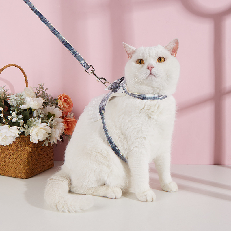 Katės liemenėlės stiliaus harnesas, medžiaga: audinys, prekė Do ha ha Meow, traukos diržas, skirta katėms